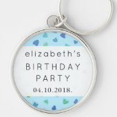 Kunstpatroon, blauw hart, liefde, geboortedag sleutelhanger (Voorkant)