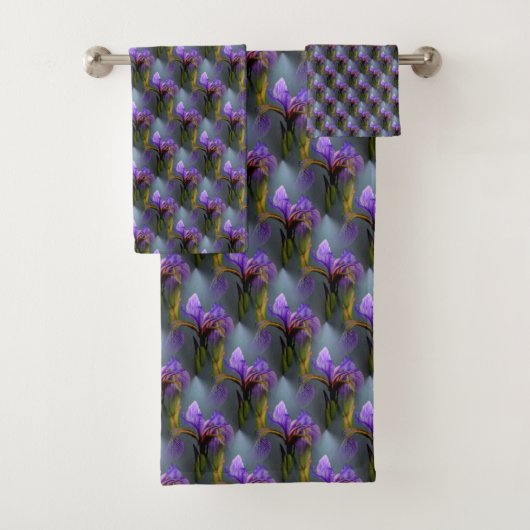 Kunstpatroon blauwe vlag Iris-bloem Natuur Bad Handdoek (Insitu)