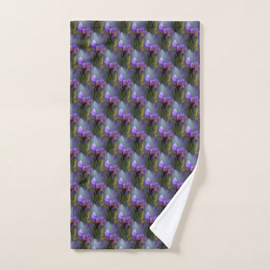 Kunstpatroon blauwe vlag Iris-bloem Natuur Bad Handdoek (Handdoek)