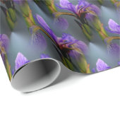 Kunstpatroon blauwe vlag Iris-bloem Natuur Cadeaupapier (Rol Hoek)