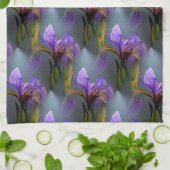 Kunstpatroon blauwe vlag Iris-bloem Natuur Theedoek (Gevouwen)