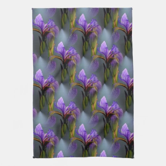 Kunstpatroon blauwe vlag Iris-bloem Natuur Theedoek (Verticaal)