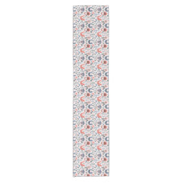 Kunstpatroon Blauwen en Rode Folk Korte Tafelloper