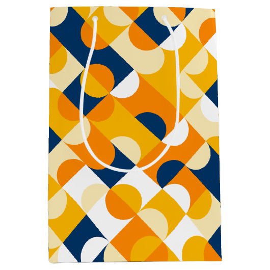 Kunstpatroon Chic Dark Blue Sunny Yellow Circles Medium Cadeauzakje (Voorkant)