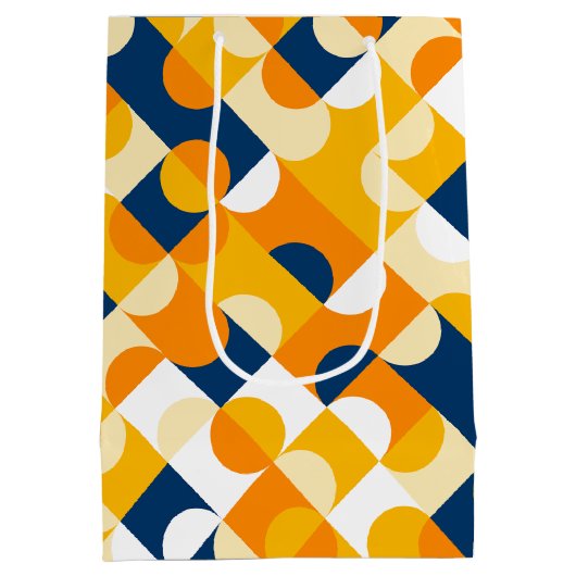 Kunstpatroon Chic Dark Blue Sunny Yellow Circles Medium Cadeauzakje (Achterkant)