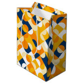 Kunstpatroon Chic Dark Blue Sunny Yellow Circles Medium Cadeauzakje (Achterkant Gekanteld)