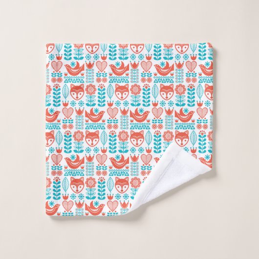 Kunstpatroon Finse vos- en vogelfolk Bad Handdoek (Wasdoekje)