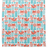 Kunstpatroon Finse vos- en vogelfolk Douchegordijn (Voorkant)