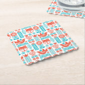 Kunstpatroon Finse vos- en vogelfolk Kartonnen Onderzetters (Gebogen)