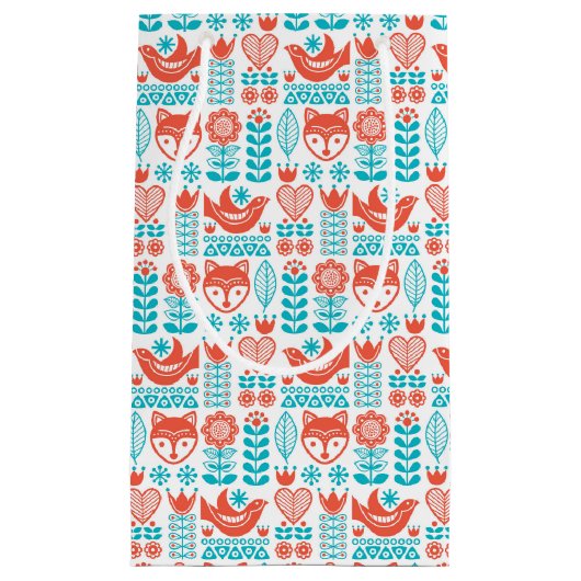 Kunstpatroon Finse vos- en vogelfolk Klein Cadeauzakje (Voorkant)