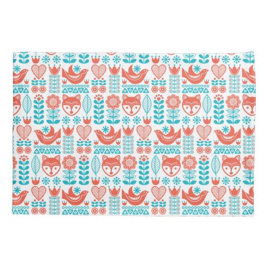 Kunstpatroon Finse vos- en vogelfolk Kussensloop (Achterkant-Links)