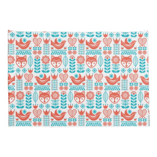 Kunstpatroon Finse vos- en vogelfolk Kussensloop (Achterkant-Rechts)