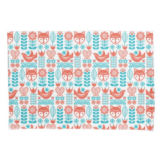 Kunstpatroon Finse vos- en vogelfolk Kussensloop (Voorkant-Links)