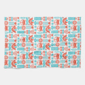 Kunstpatroon Finse vos- en vogelfolk Theedoek (Horizontaal)