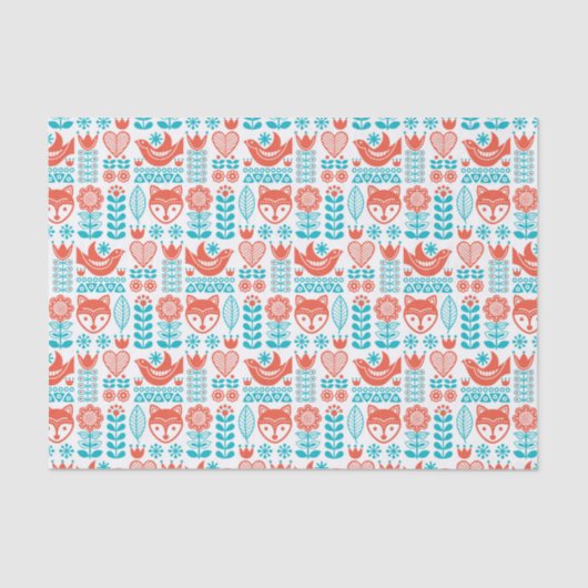 Kunstpatroon Finse vos- en vogelfolk Tissuepapier (Voorkant)