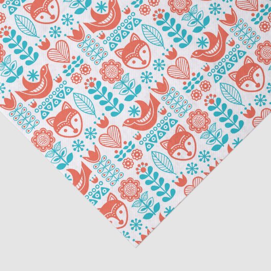 Kunstpatroon Finse vos- en vogelfolk Tissuepapier (Detail)