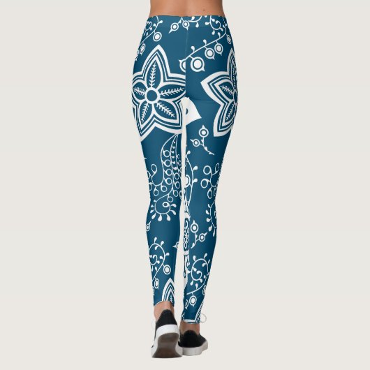 Kunstpatroon funky Retro Cool Modern Flowers Leggings (Achterkant)