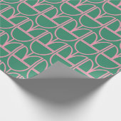 Kunstpatroon groene en roze Floral Line Cadeaupapier (Hoek)