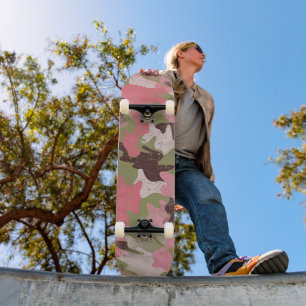 Kunstpatroon Hip Fun Militair Groen Roze Camouflag Persoonlijk Skateboard