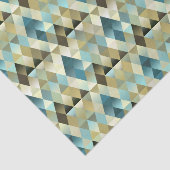 Kunstpatroon Ivory Brown Blauwgroen Blue Diamond S Tissuepapier (Detail)