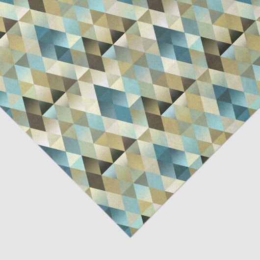 Kunstpatroon Ivory Brown Blauwgroen Blue Diamond S Tissuepapier (Detail)