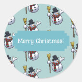 Kunstpatroon Jolly Top Hat Snowman Ronde Sticker (Voorkant)