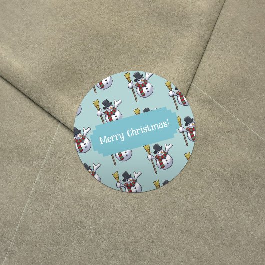 Kunstpatroon Jolly Top Hat Snowman Ronde Sticker
