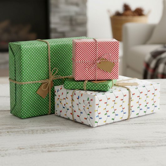 Kunstpatroon kleurige festive Party String Lights Inpakpapier Vel