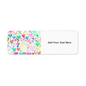 Kunstpatroon, kleurrijke harten, hartspatroon etiket (Voorkant)