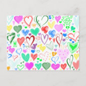 Kunstpatroon, kleurrijke harten, hartspatroon feestdagenkaart (Voorkant)