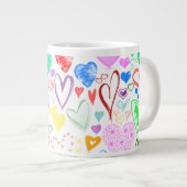 Kunstpatroon, kleurrijke harten, hartspatroon grote koffiekop (Voorkant rechts)