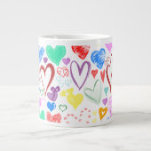 Kunstpatroon, kleurrijke harten, hartspatroon grote koffiekop (Voorkant)