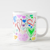 Kunstpatroon, kleurrijke harten, hartspatroon grote koffiekop (Rechts)
