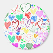 Kunstpatroon, kleurrijke harten, hartspatroon magneet (Voorkant)