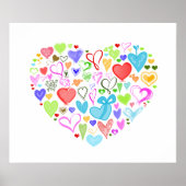 Kunstpatroon, kleurrijke harten, hartspatroon poster (Voorkant)