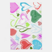 Kunstpatroon, kleurrijke harten, hartspatroon theedoek (Verticaal)