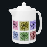 Kunstpatroon kleurrijke ventilator Pop Theepot<br><div class="desc">Pop kunststijl Gerbera-bloempatroon in pastelkleuren op theepot.</div>