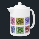 Kunstpatroon kleurrijke ventilator Pop Theepot<br><div class="desc">Pop kunststijl Gerbera-bloempatroon in pastelkleuren op theepot.</div>