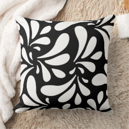 Kunstpatroon met zwarte en witte bladeren kussen