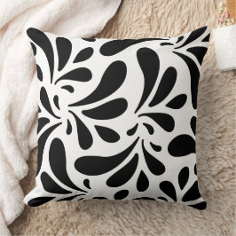 Kunstpatroon met zwarte en witte bladeren kussen