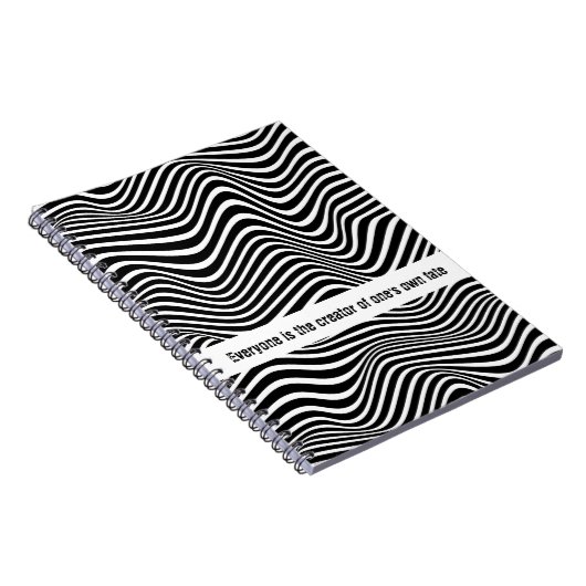 Kunstpatroon met zwarte en witte golvende lijnen notitieboek (Rechterzijde)