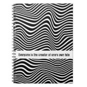 Kunstpatroon met zwarte en witte golvende lijnen notitieboek (Voorkant)