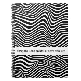 Kunstpatroon met zwarte en witte golvende lijnen notitieboek