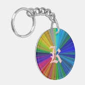 Kunstpatroon monogram kleurrijke spiraalstrips sleutelhanger (Voorkant Links)
