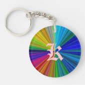 Kunstpatroon monogram kleurrijke spiraalstrips sleutelhanger (Voorkant)