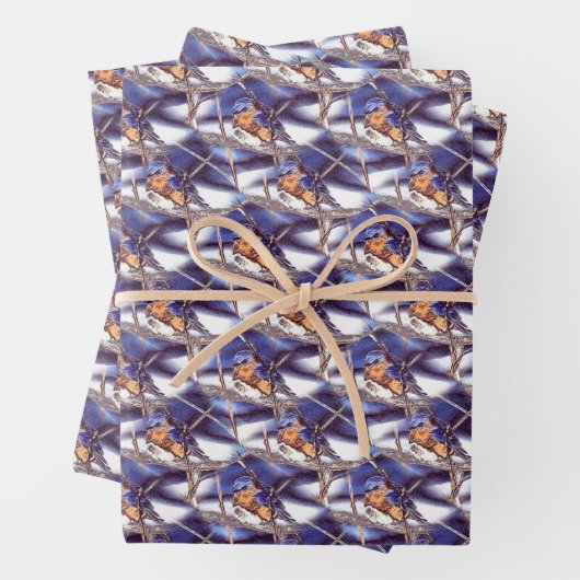 Kunstpatroon Natuur van blauwvogel Inpakpapier Vel (In situ)