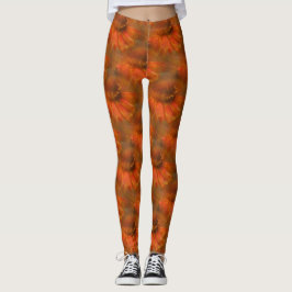 Kunstpatroon Oranje Daisy Flower Natuur Leggings