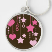 Kunstpatroon, patroon van sterren, Stippen, roze Sleutelhanger (Voorkant)