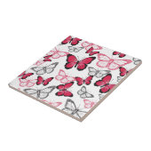 Kunstpatroon  rode en zwarte vlinder tegeltje (Zijkant)