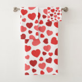Kunstpatroon, rode harten, hartspatroon bad handdoek (Insitu)